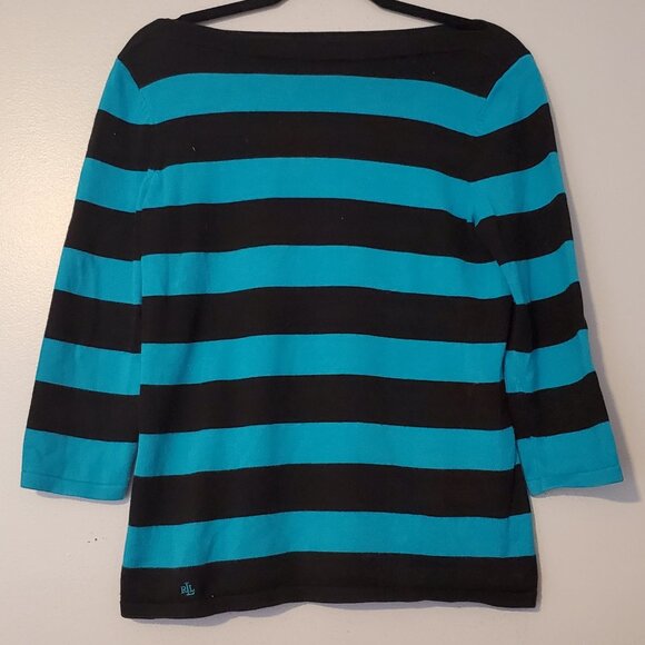 Lauren Ralph Lauren Sweaters - Lauren Ralph Lauren striped boatneck blue and teal Sweater Size M Preppy Coastal